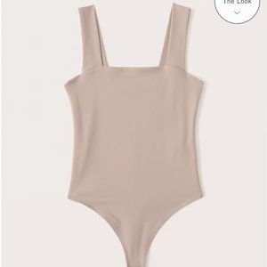 Abercrombie & Fitch Double-Layered Seamless Fabric Squareneck Bodysuit Brown | S
